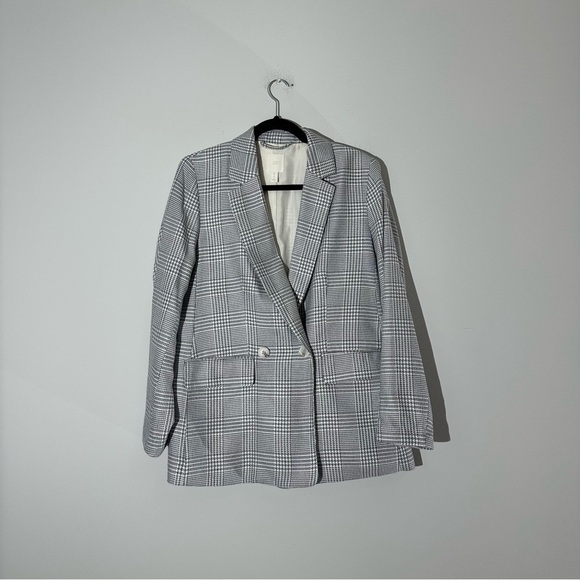 H&M blue/white plaid blazer EUR size42 (UK size14) - Picture 3 of 8